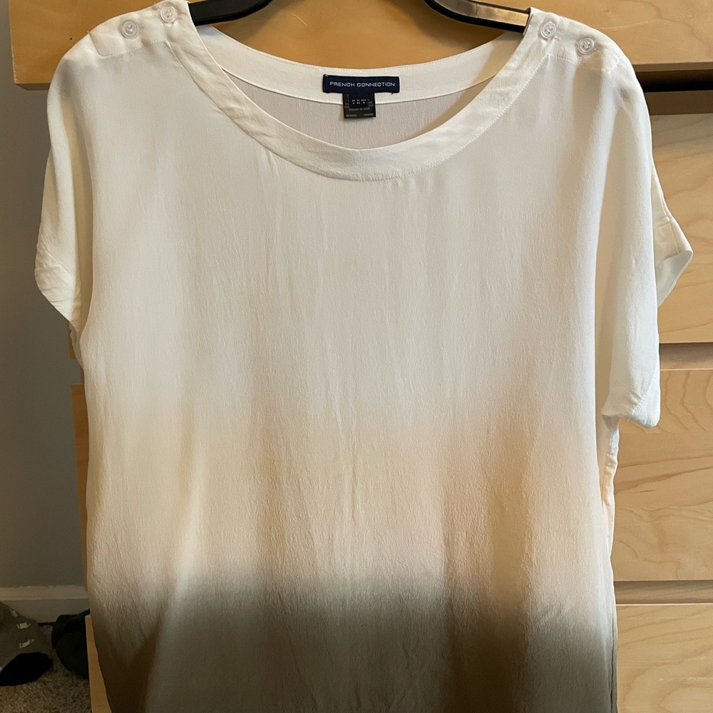 French Connection White and Tan Ombre Blouse